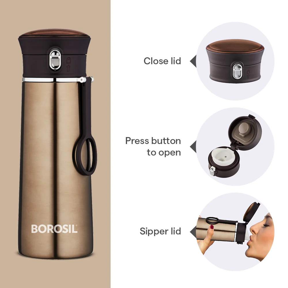 Borosil Travelease Brown, 360ml