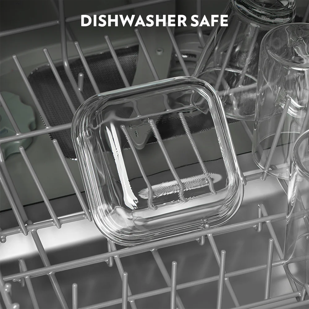 Borosil Prime Glass Lunchbox, Square x 2 (Tall), 320ml x 2