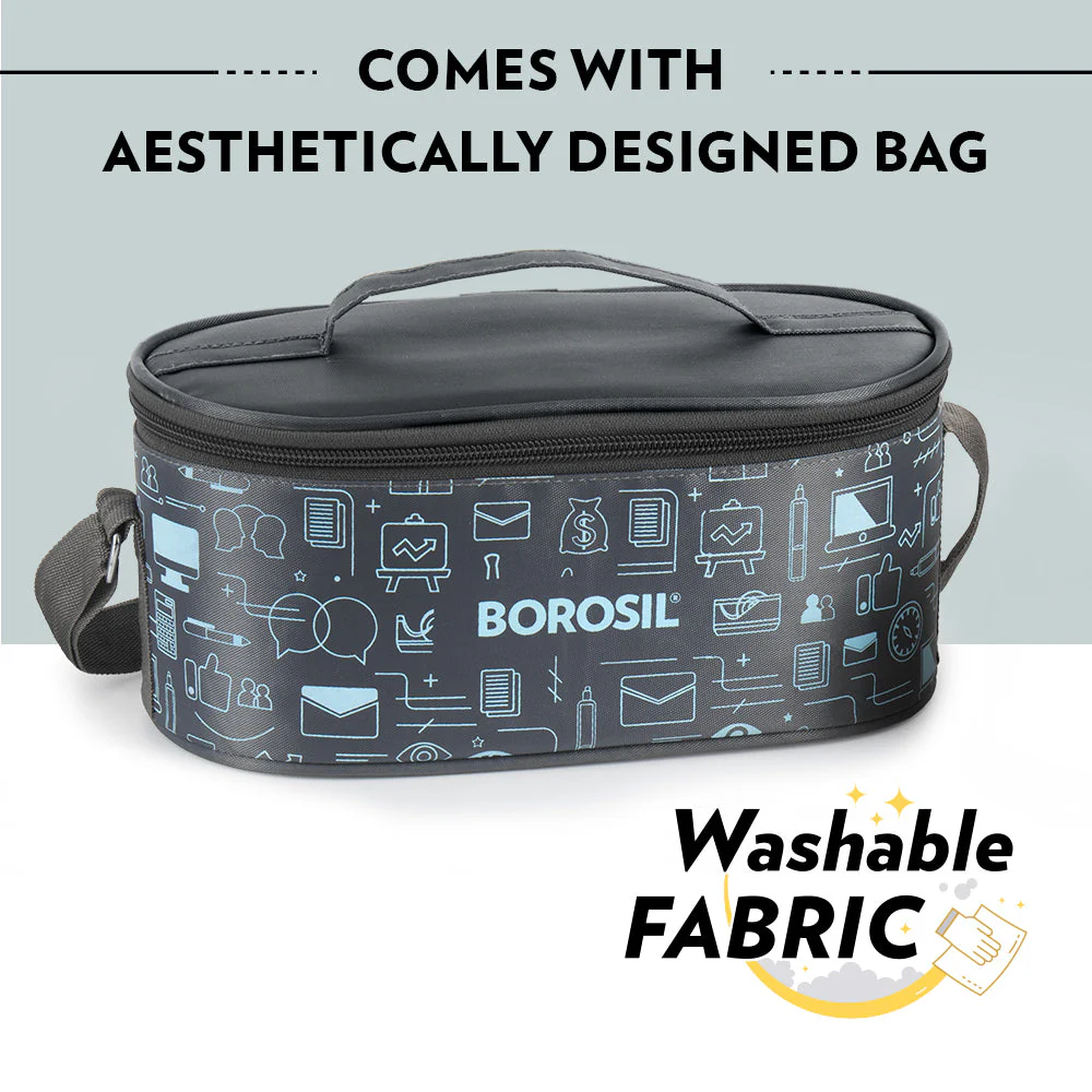 Borosil Carryfresh Lunchbox, Set of 3, (475ml x 1) + (280ml x 2)