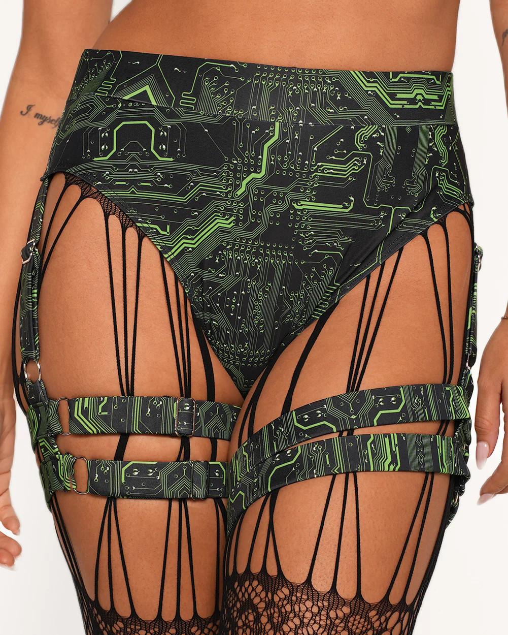 Cyber Matrix Harness Booty Shorts