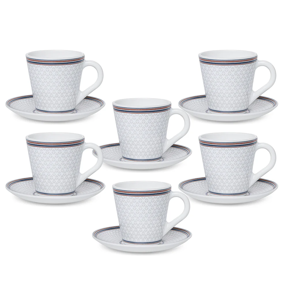 Larah By Borosil Starlight Mug n Saucer Set, 160ml x 12