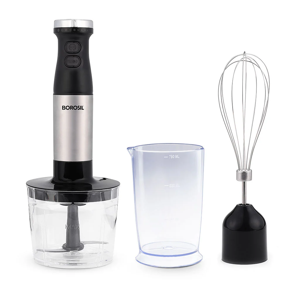 Borosil Smartblend 800W Hand Blender with Chopper & Whisker, W07