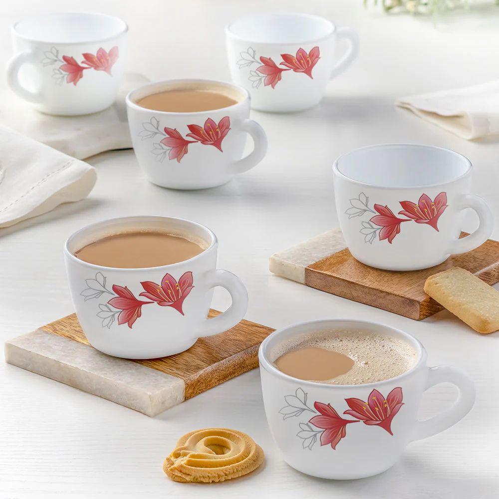 Larah by Borosil Ruby Cup Set, 90ml x 6