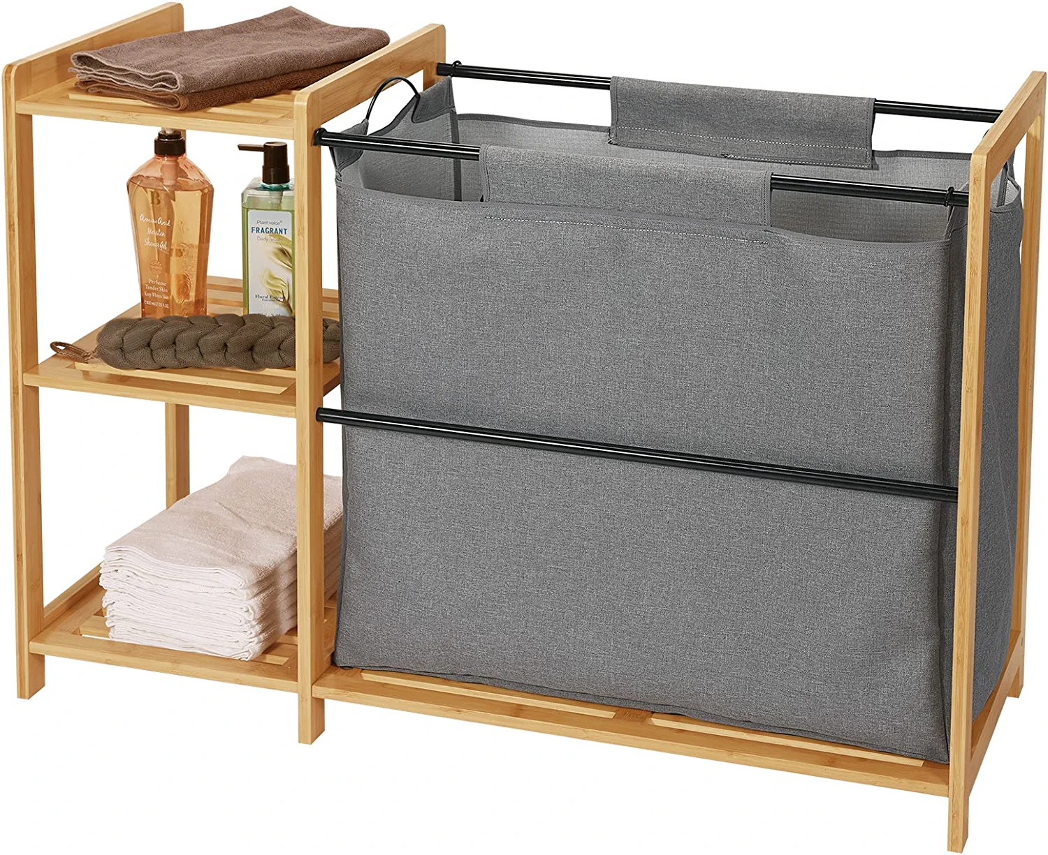 Bamboo Laundry Hamper with Compartments