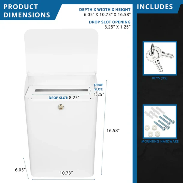 Barska CB14074 Wall-Mount Top Opening Mail Drop Box