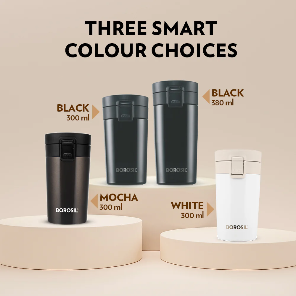 Borosil Coffeemate Insulated Mug-Personalise, Black, 300ml