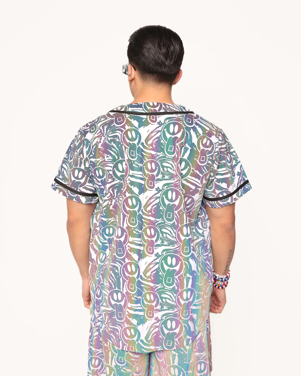 Happy Hour White Reflective Baseball Jersey