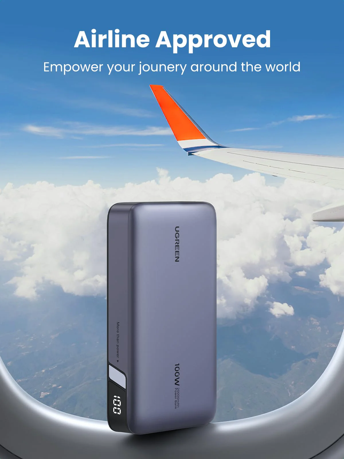 (Bundle) 100W 20000mAh Power Bank + 3.3FT 100W USB-C Cable 2 Pack