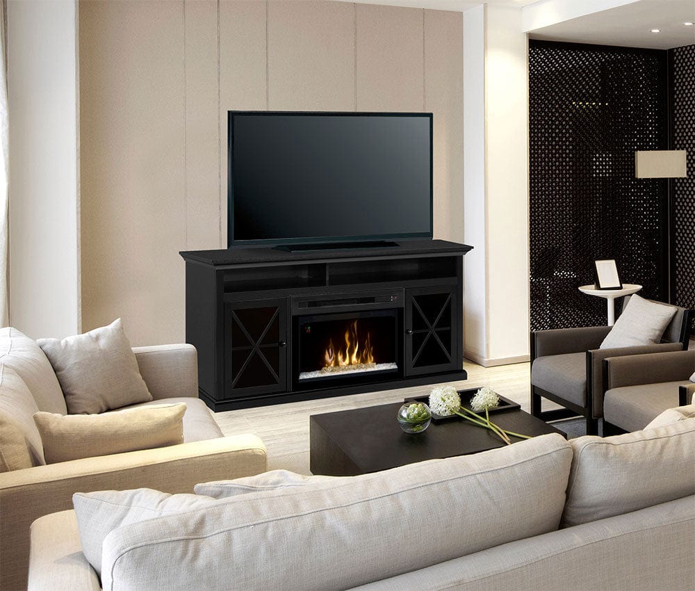 Newman Electric Fireplace Media Console w/ Acrylic Ice in Espresso