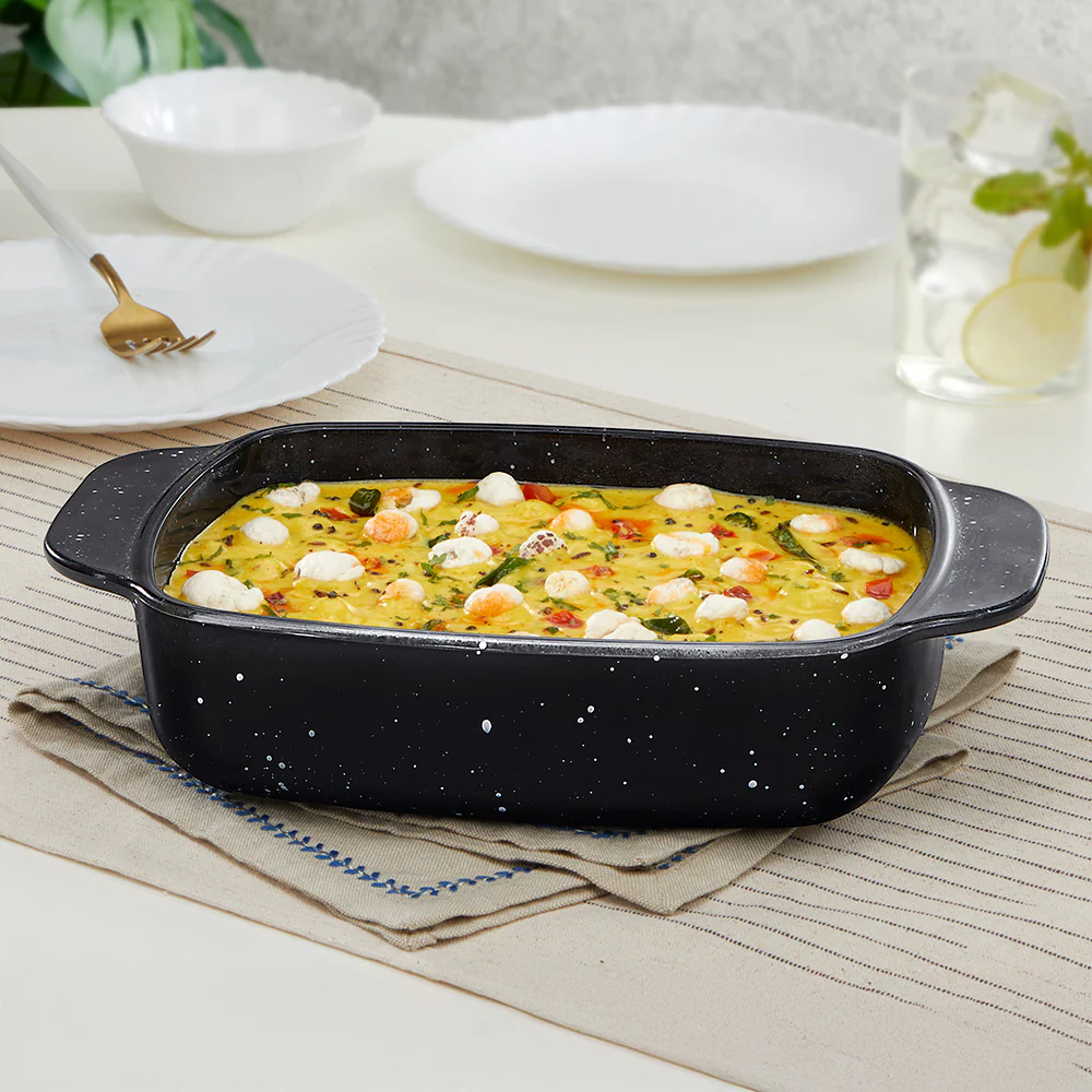 Colors Pebble Black Deep Rectangle Dish