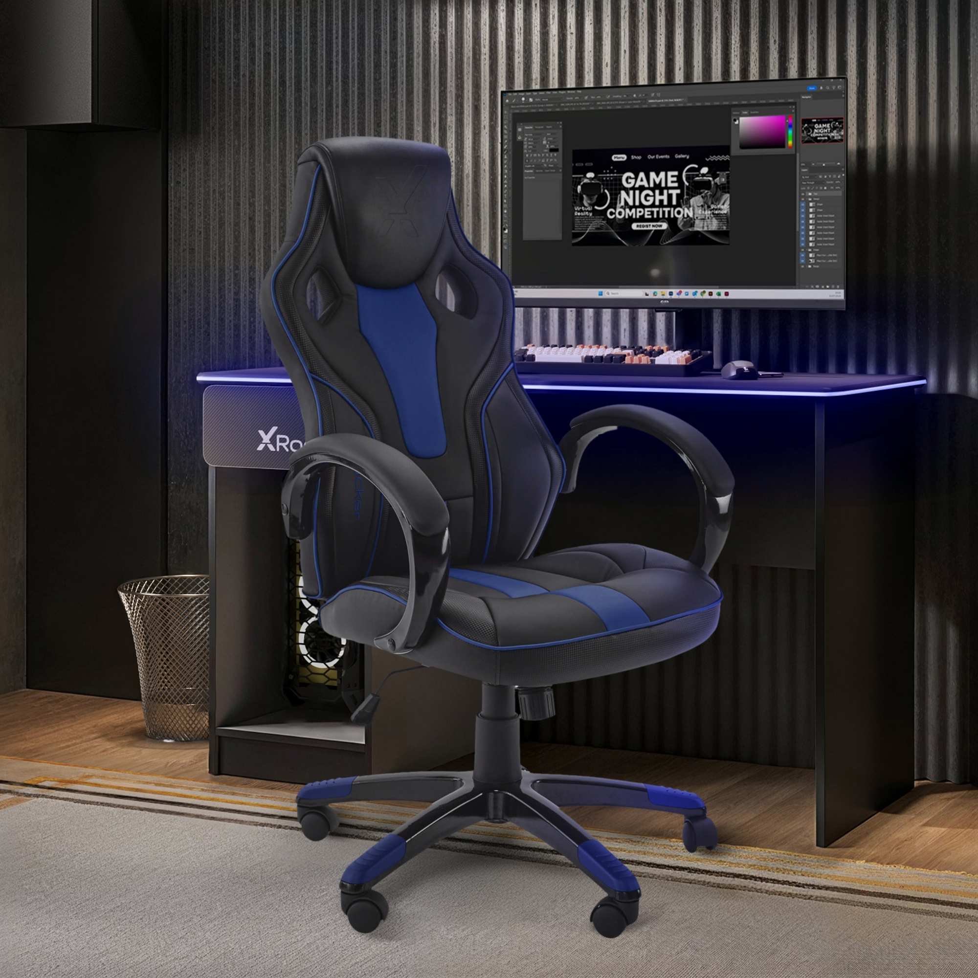 Maverick Ergonomic PC Office Gaming Chair - Black / Blue