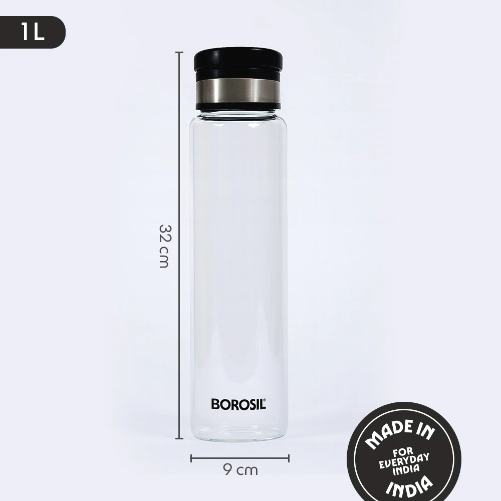 EasyGo Clear Glass Bottle, Easy Grip Lid