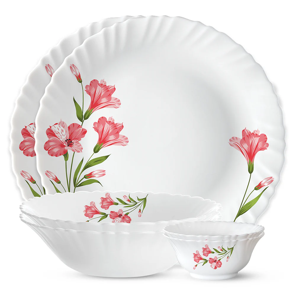 Larah by Borosil, Marina Peach Dinner Set, 6 pc