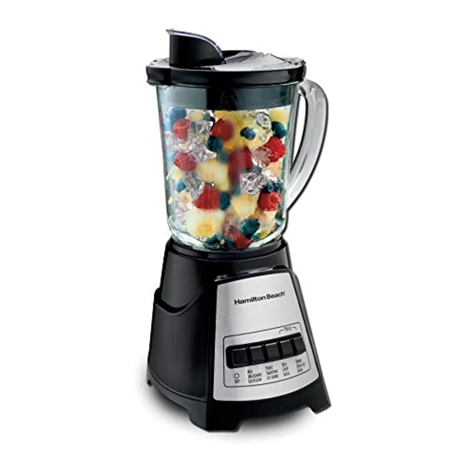 Power Elite Blender with 12 Functions for Puree, Ice Crush, Shakes and Smoothies and 40oz BPA Free Glass Jar, Black and Stainless Steel