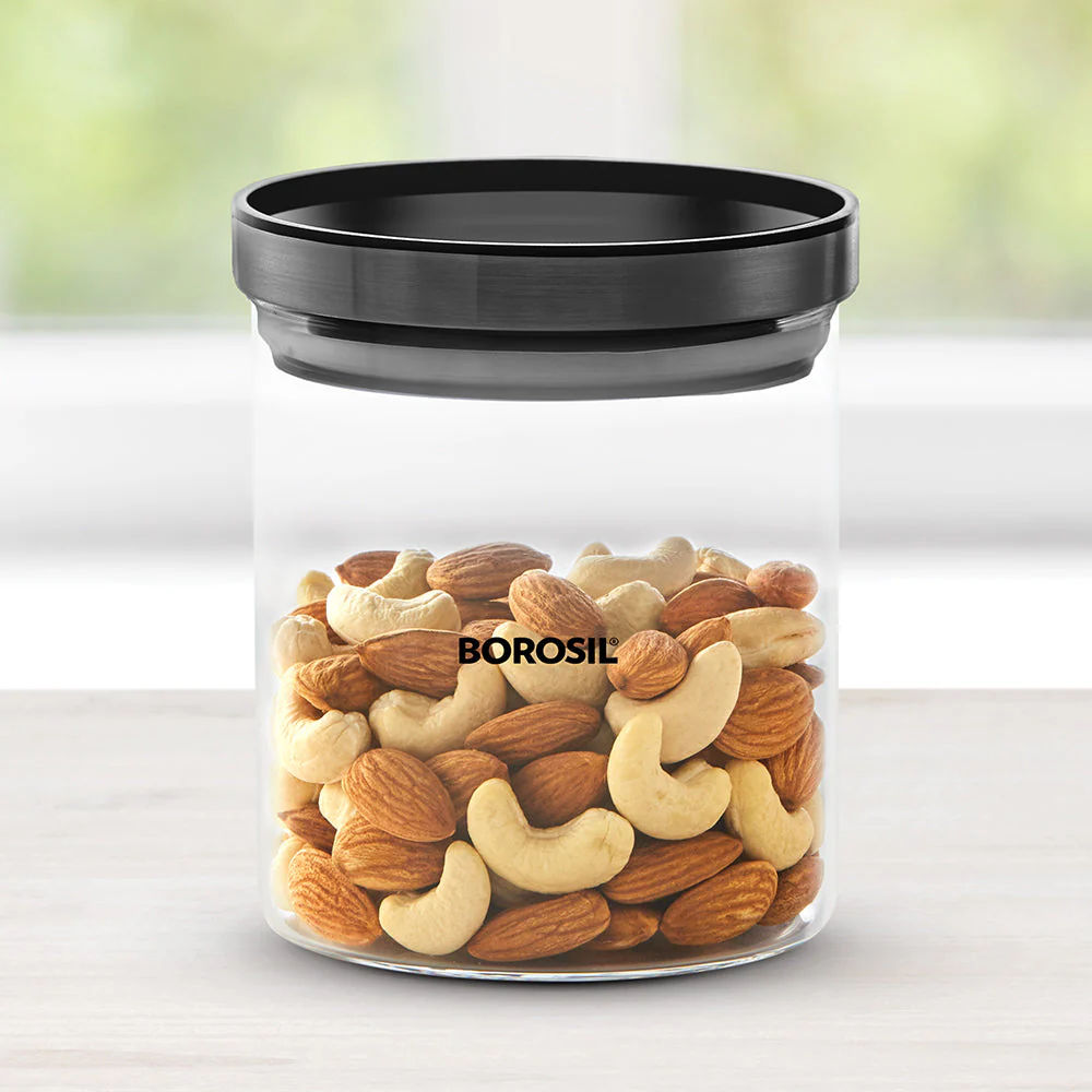 Stack n Store Airtight Glass Jar with Black PP lid, Personalise