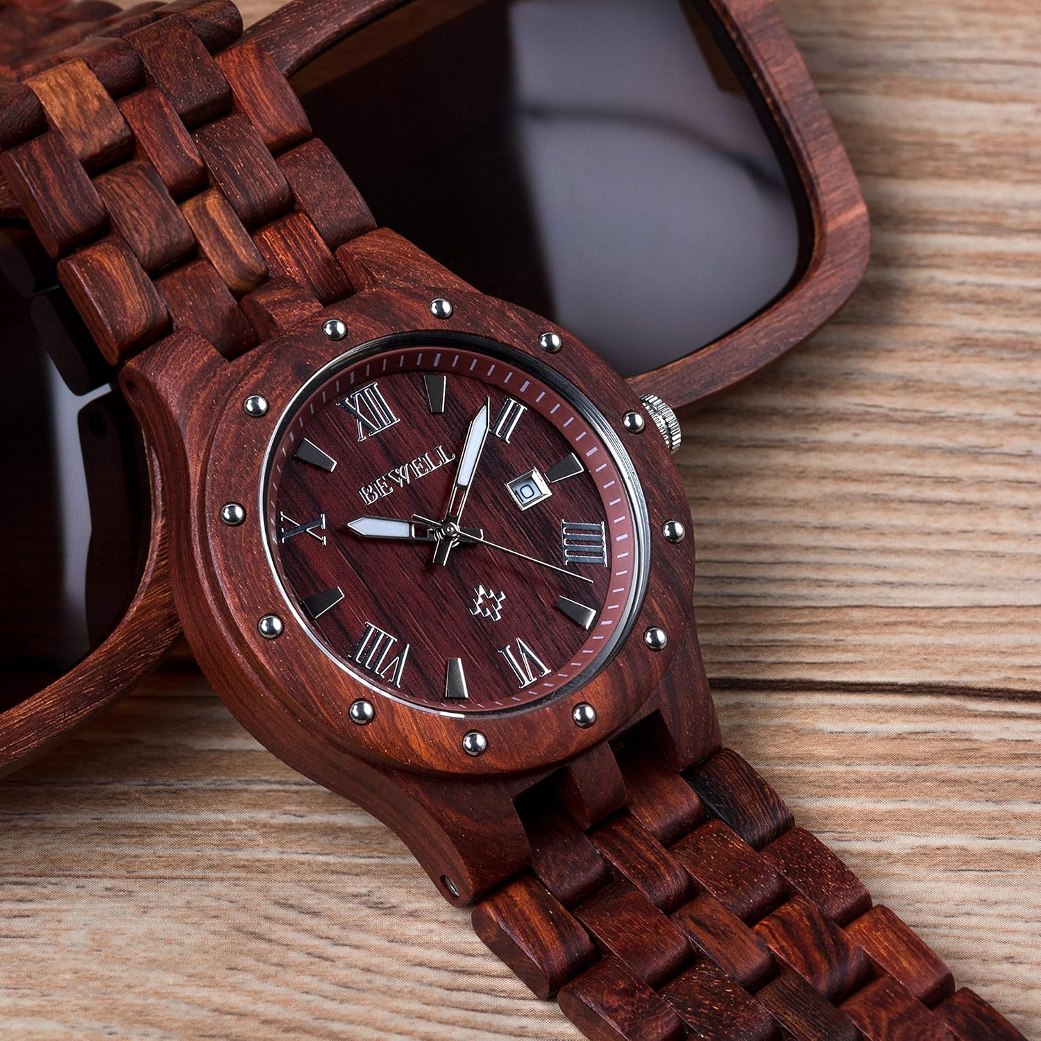 Men's Wooden Watches Handmade Analog Quartz Luminous Wristwatch