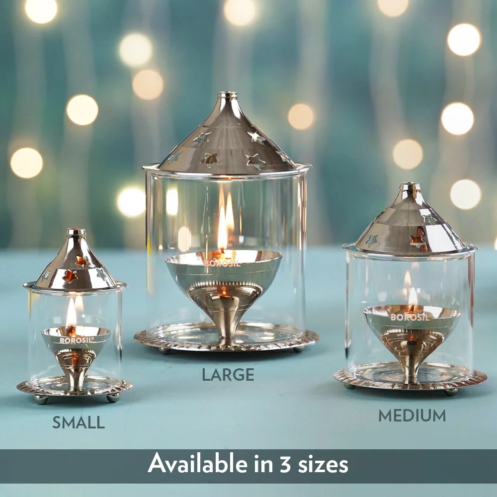 Borosil Akhand Diya, Nickel, Large