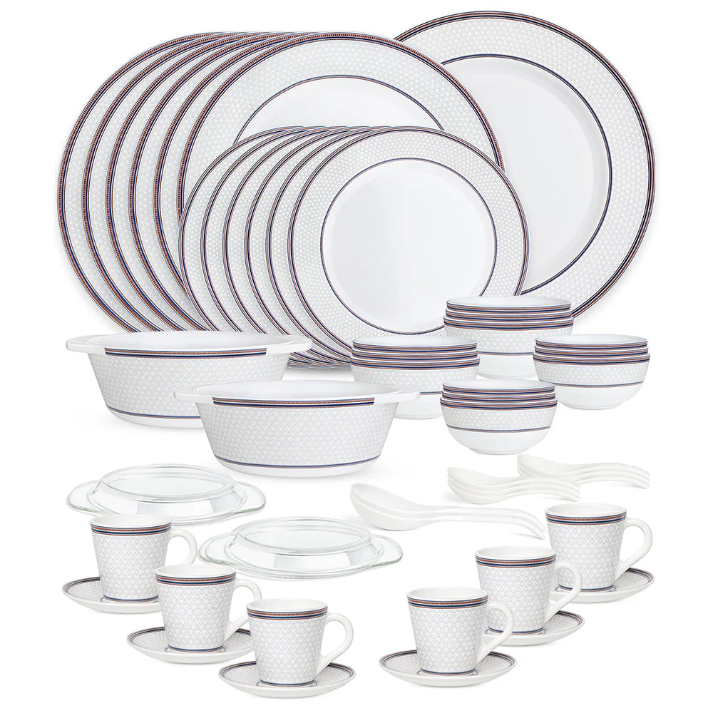 Larah By Borosil Starlight Dinner Set, 49 pc