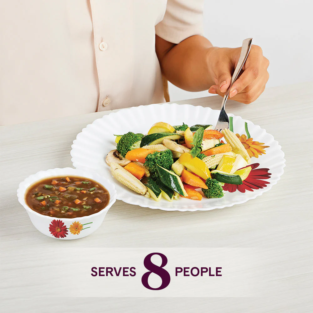 Larah by Borosil Zinnia Dinner Set, 66 pc