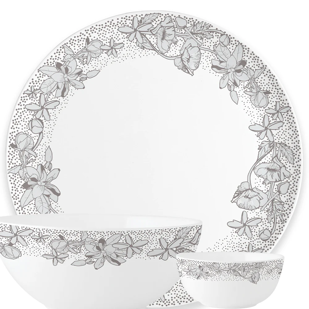 Larah by Borosil, Eden Blue Dinner Set, 33 pc