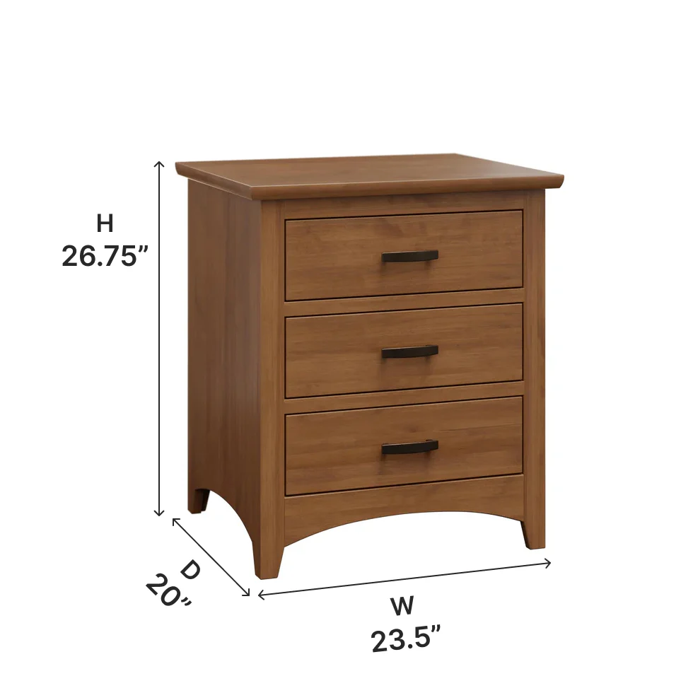 Amish Barrington Three Drawer Nightstand