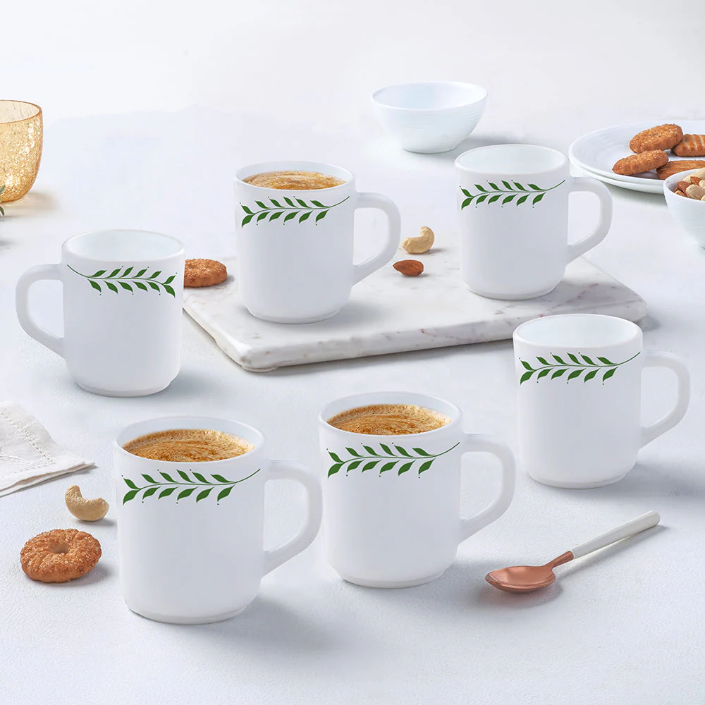 Larah by Borosil Botanica Mug Set, 180ml x 6