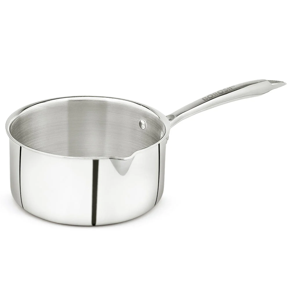 Borosil Cookfresh Triply Saucepan w Spout (Steel Handle), 1.7L/16cm