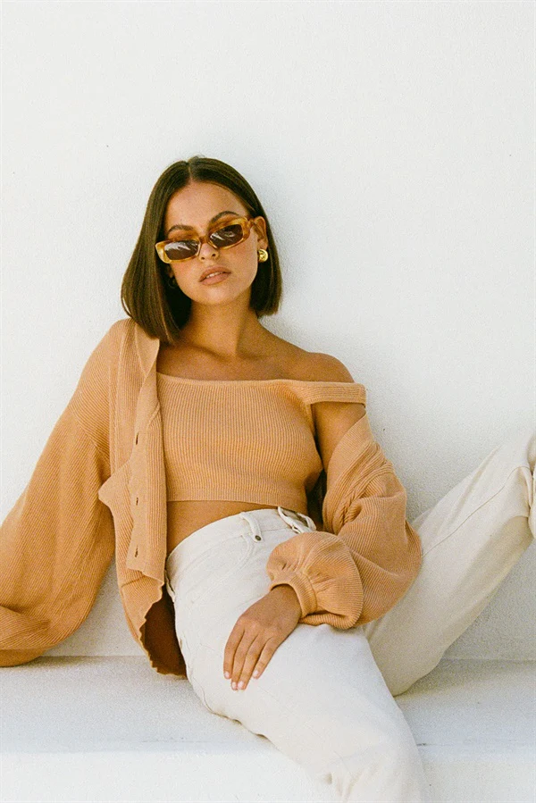 SAMPLE-Evalia Cardi - Tan