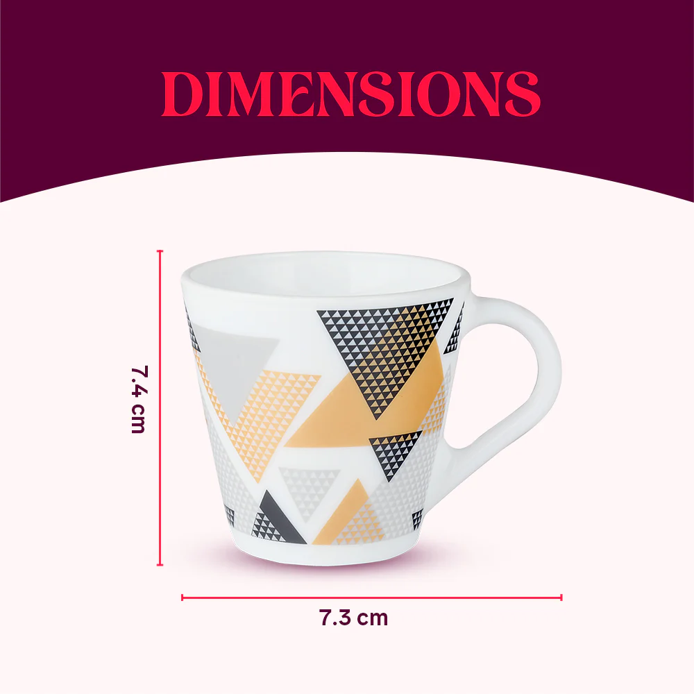 Larah by Borosil Novelty Nivaah Mug Set, 160ml x 6