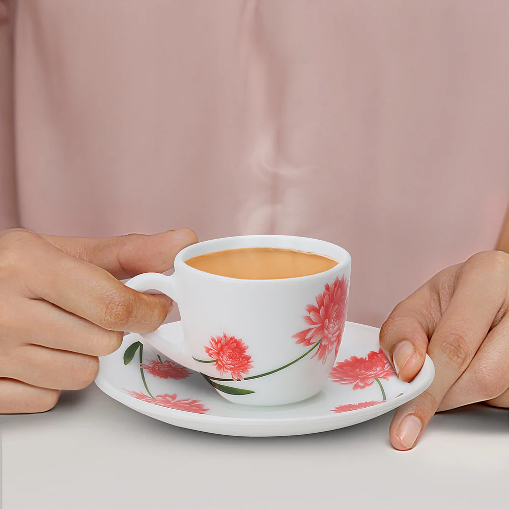 Larah by Borosil Belle Cup n Saucer Set, 90ml x 12