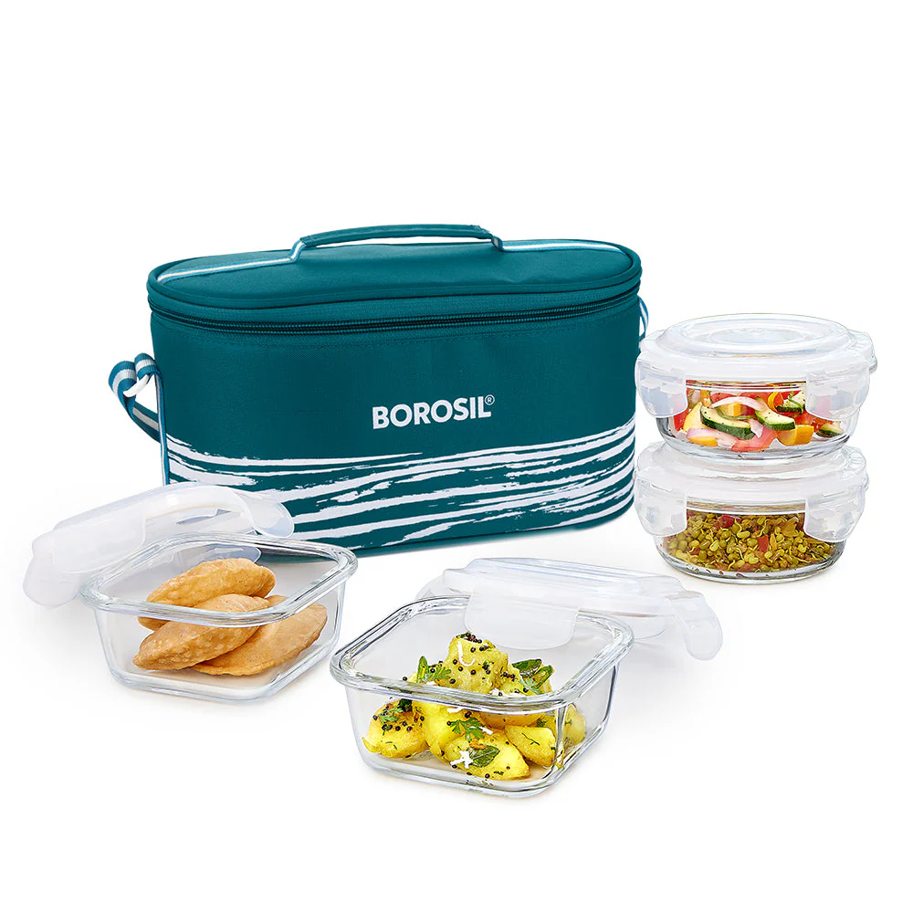 Steller Glass Lunch Box, 4 Pcs, Set of 4 (320ml x 2 + 400ml x 2)
