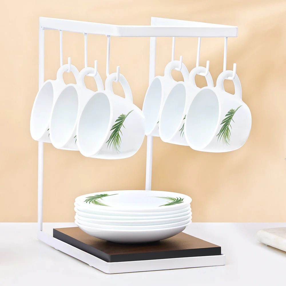 Larah by Borosil Crescent Cup n Saucer Set, 140ml x 12