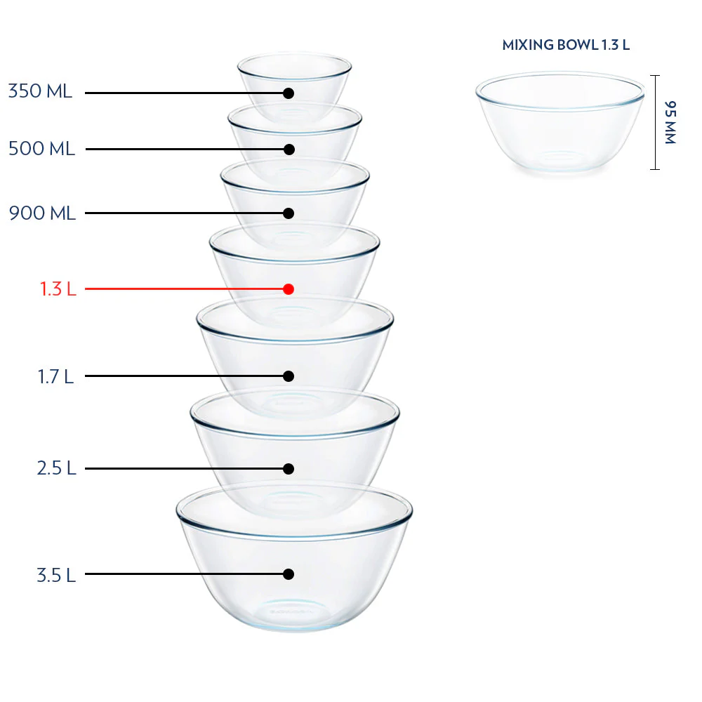 Borosil Mixing & Serving Bowl, Blue Lid, 1.3L