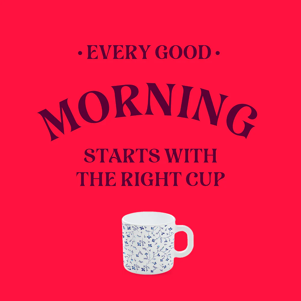 Larah by Borosil Blue Spring Mug Set, 180ml x 12