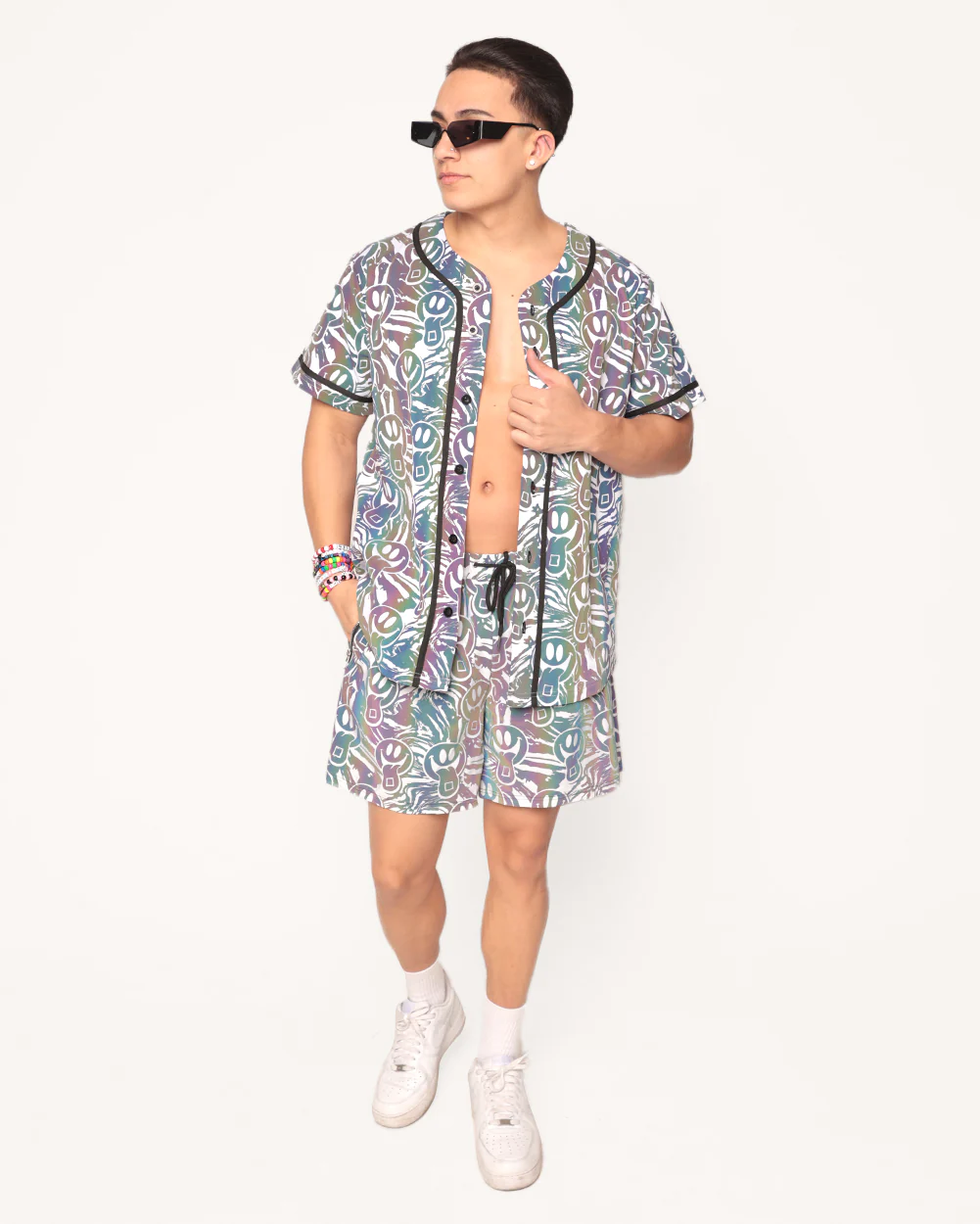 Happy Hour White Reflective Baseball Jersey