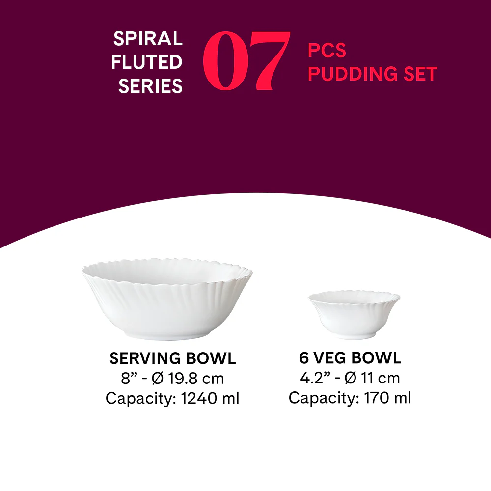 Larah by Borosil Spiral 7 pc Pudding Set