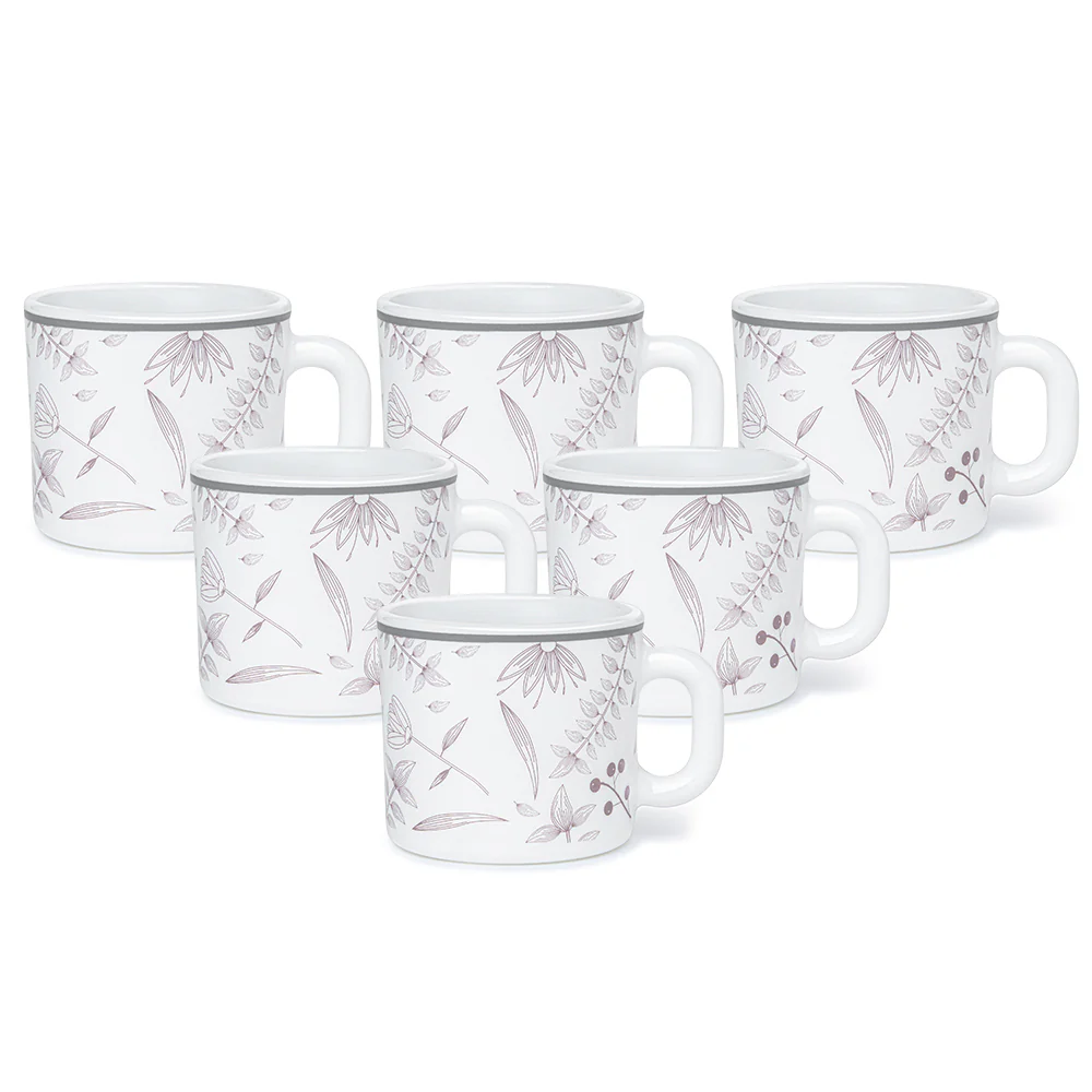 Larah By Borosil Grandeur Mug Set, 100ml x 6