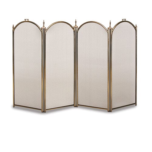 Belvedere 4-Panel Folding Screen, Antique Brass