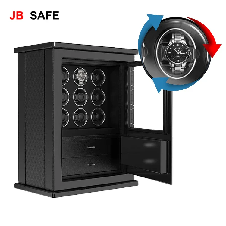JB Watch Winder & Jewelry Safe 2 Jewelry Drawers & 9 Watch Winders