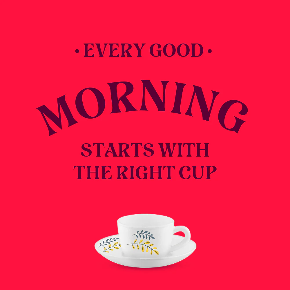 Larah by Borosil Niva Cup n Saucer Set, 140ml x 12