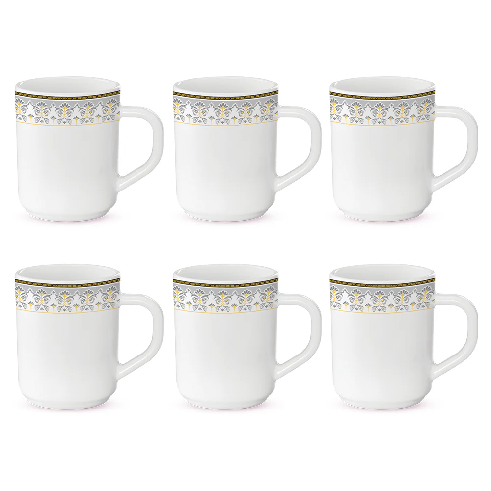 Larah By Borosil Vatika Mug Set, 240ml x 6