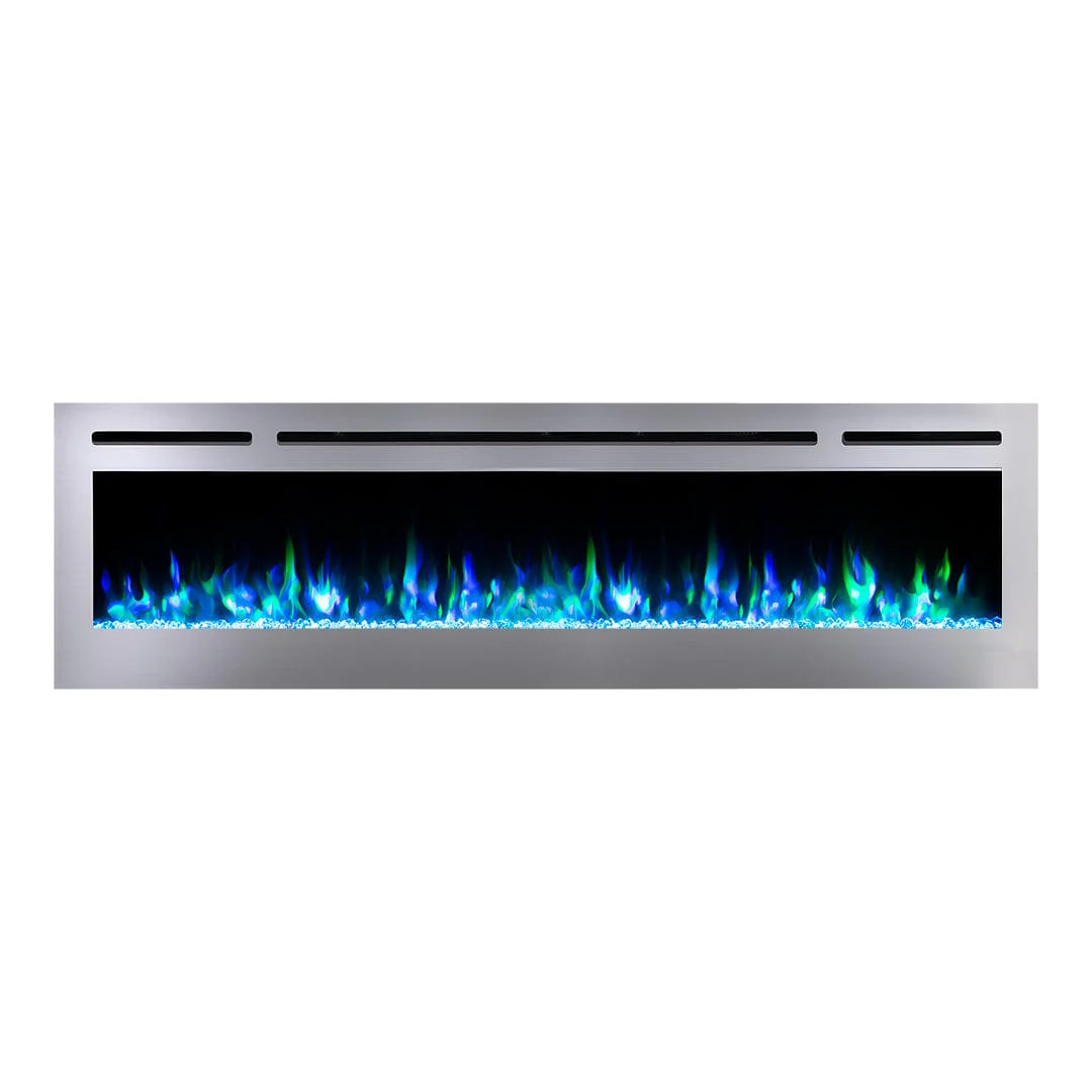 The Sideline Deluxe Stainless Steel 72 Inch Recessed Smart Electric Fireplace 86279
