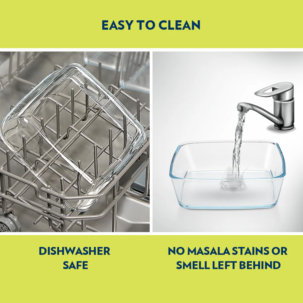 Borosil Square Dish w Lid, Set of 3