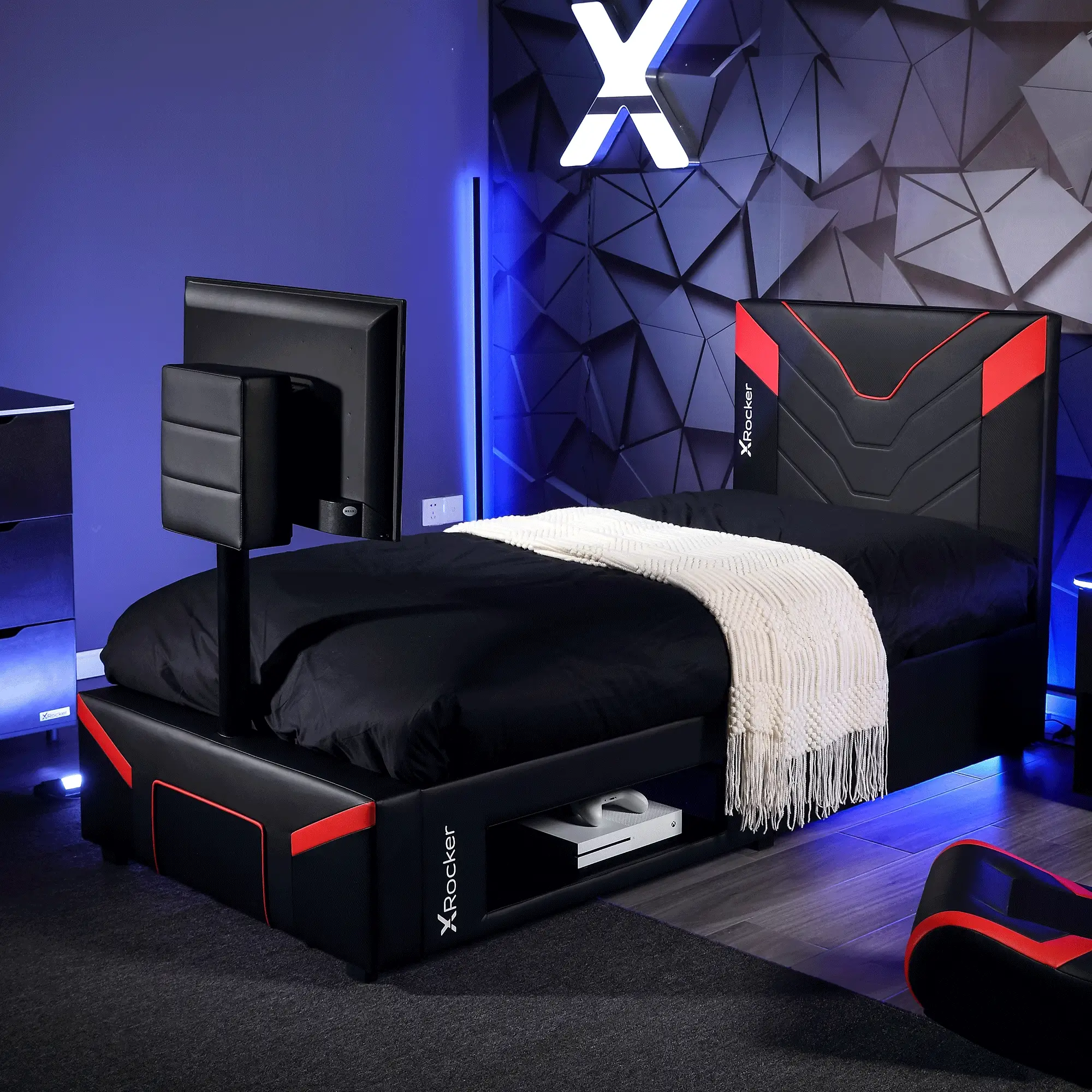 Cerberus Twist Single TV Gaming Bed - Black / Red