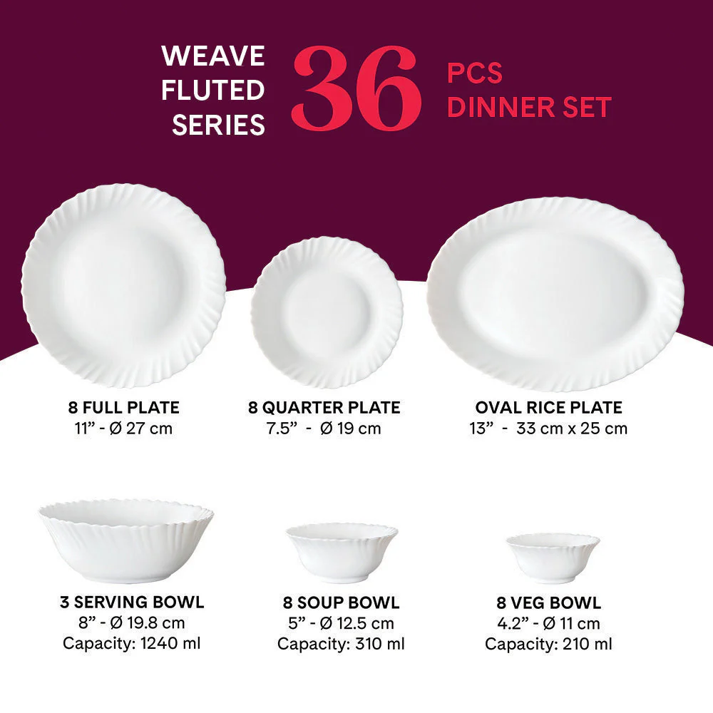 Larah by Borosil Weave Dinner Set, 27 pc