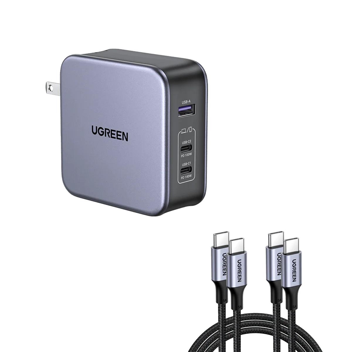 UGREEN Nexode 140W USB C GaN Charger-3 Ports Wall Charger Bundle