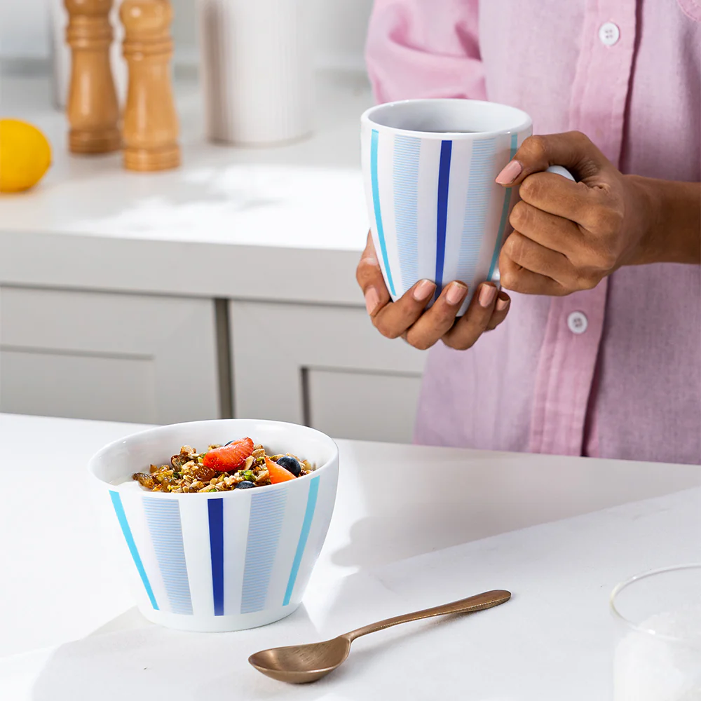 Larah by Borosil Blue Strip Breakfast Set, 2 pc