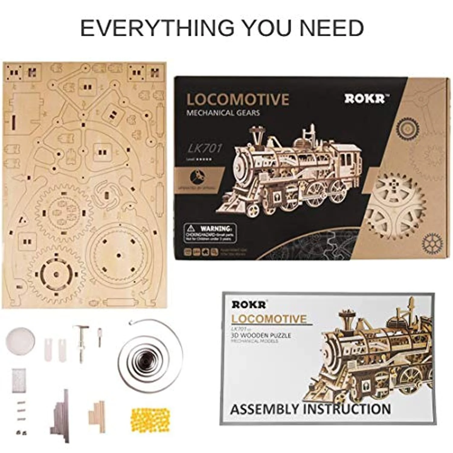 3D Wooden Puzzle-Self Propelled Mechanical Model Train