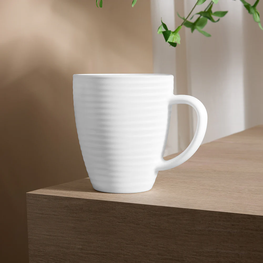 Larah By Borosil Orbit Mug, White, 390ml