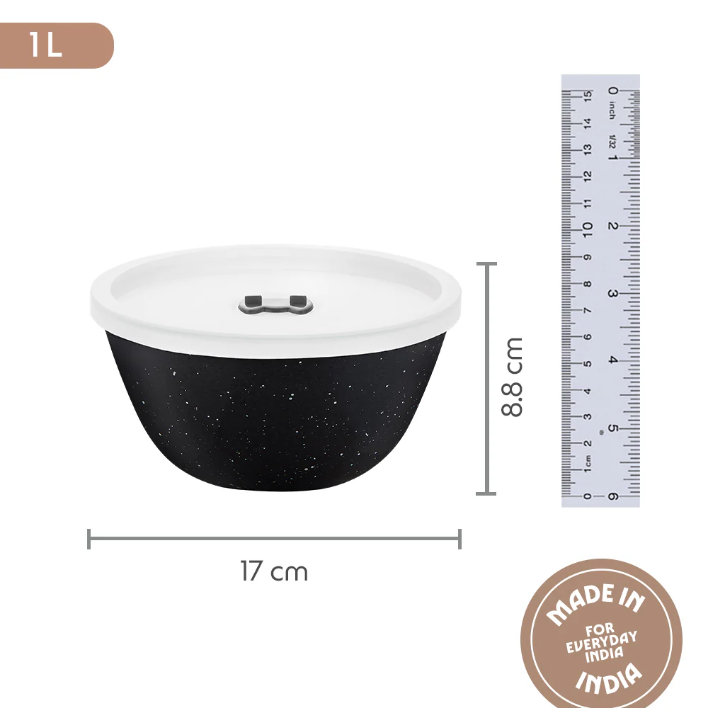 Colors Pebble Black Bowl with Lid